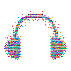 Headphone icon, colorful dot style