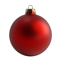 A single red Christmas bauble with a matte finish, resting on a plain light gray surface. 8k UHD, suitable for high-quality printing or digital display. 
