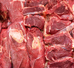 Fresh Cuts of Pork and Beef on Display