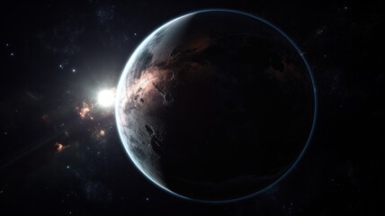 Fototapeta premium Space disaster, asteroid impact, Earth, fiery explosion, cosmic collision, planet destruction, apocalyptic scene, burning atmosphere, global catastrophe, celestial impact, cinematic view.