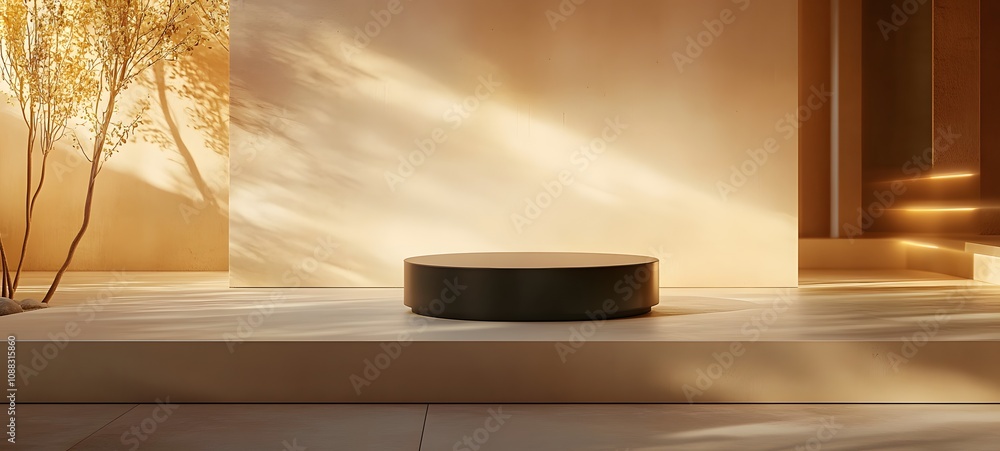 Aufkleber 14. a simple matte podium with a smooth finish, surrounded by ambient light, leaving plenty of open 