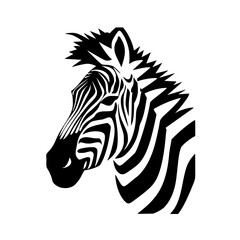 Zebra Silhouette with Bold Striped Pattern, Stylized black and white zebra silhouette featuring bold, intricate striped patterns, ideal for nature, wildlife, and artistic designs.

