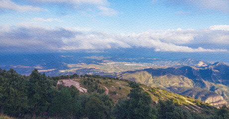 Mountain range with a city in the distance