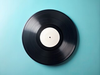 Obraz premium Vinyl Record on Pastel Blue Background for Music and Art Enthusiasts