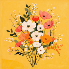 Beautiful Abstract Oil Painting of Flower Bouquets