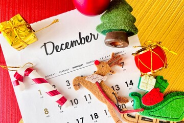 12月のカレンダーと背景
