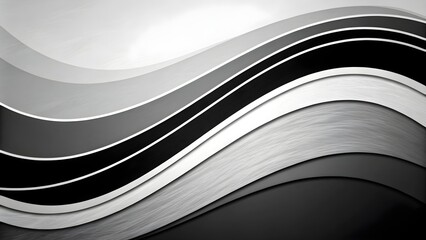 Black and White Metallic Wave Background - Modern Abstract Design Element