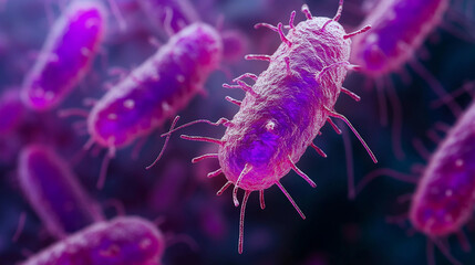 Fototapeta premium close-up microscopic view showcasing vibrant probiotics bacteria, illustrating the significance of beneficial microorganisms for human health, gut flora, digestion, and immune system support