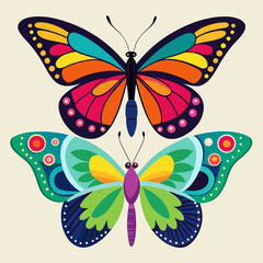 collection of butterflies isolated on black vector art 