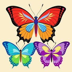 collection of butterflies isolated on black vector art 