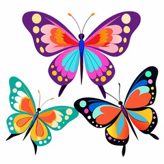 collection of butterflies isolated on black vector art 