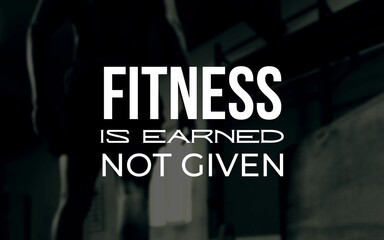 Motivational fitness poster featuring bold typography with inspirational quotes, blurred workout...