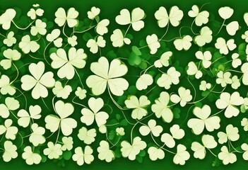 Abstract with clover leaves, symbol of nature and good luck, clover field