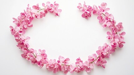 Vibrant pink flowers form an elegant floral frame on a clean white background, perfect for highlighting your text or designs.