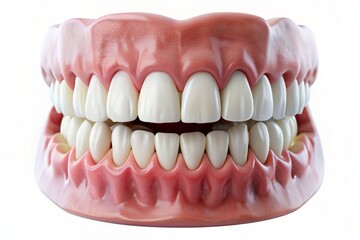 Obraz premium A close up of a fake set of teeth with a blue background