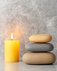 Fototapeta premium Serenity Spa Candle Stones Relaxation Wellness Zen