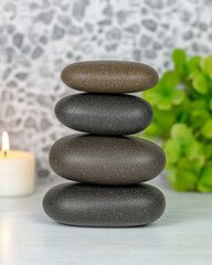 Obraz premium Stacked Zen Stones Spa Relaxation Wellness Balance Serenity Massage Meditation Peace Tranquility