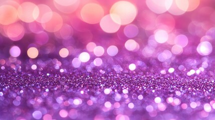Glittery purple and pink abstract background featuring soft circular bokeh lights, creating a dreamy atmosphere perfect for romantic occasions and festive events.