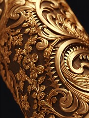 Close up of Intricate Gold Filigree on Antique Luxury Jewelry with Renaissance Era Inspired Ornate Details