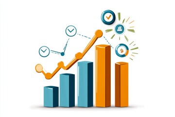 Simple illustration of a bar chart showing ad impressions and engagement metrics