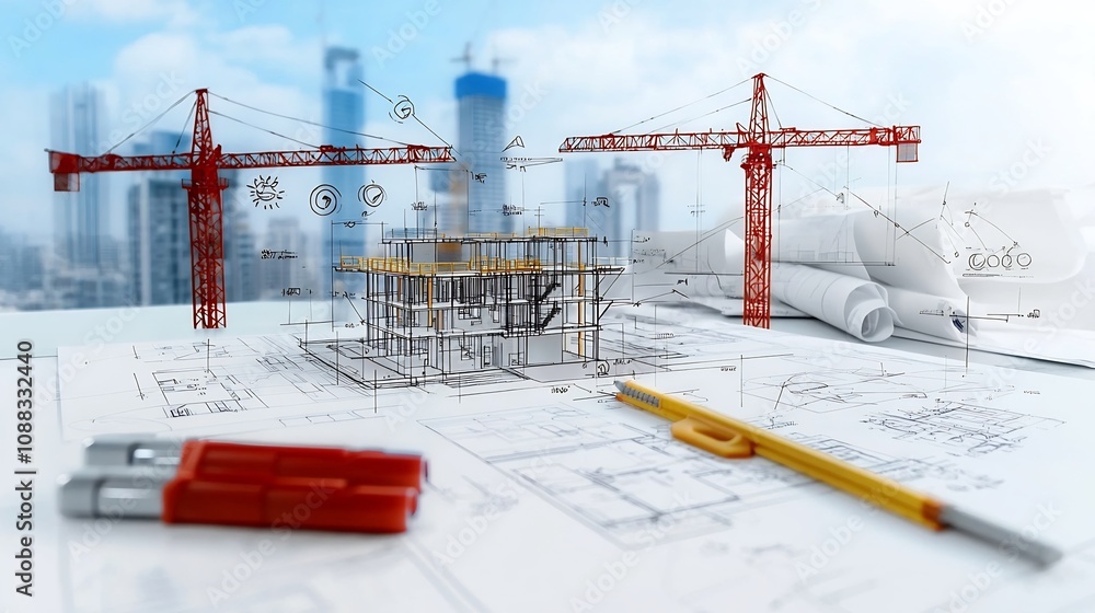 Aufkleber a team of architects and engineers collaborating to review eco friendly construction plans that inco