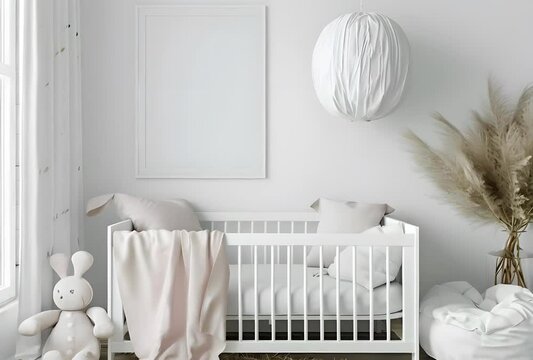Empty frame in minimalist nursery.