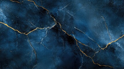 Dark blue textured background with a cement wallpaper design, featuring vibrant gold veining and a marbled appearance, ideal for elegant decor themes.