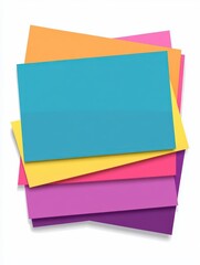 Colorful paper sheets, layered documents, flat design illustration