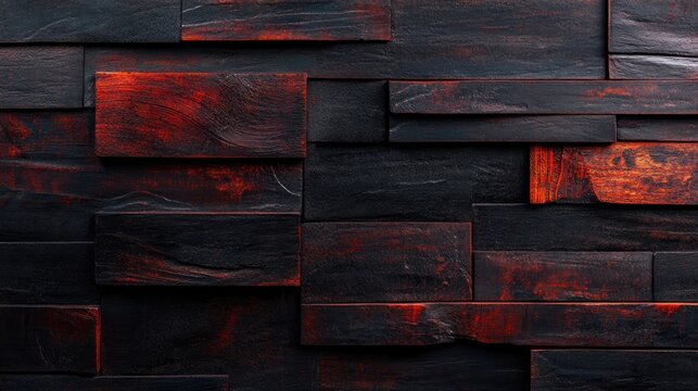 Textured background of dark, weathered wooden boards with deep reddish hues, perfect for creative design applications and a rustic aesthetic.