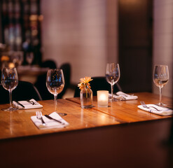 glasses on a table luxury restaurant 