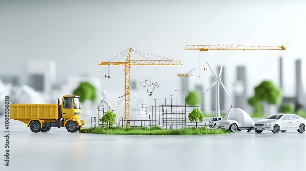 Aufkleber Architects and engineers collaborating on sustainable construction concept emphasizing green building practices and environmental conservation strategies for a more sustainable future