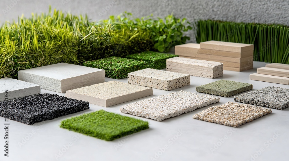 Aufkleber Close up view of innovative green building materials highlighting sustainable design elements and solutions for eco friendly and energy efficient architecture and construction