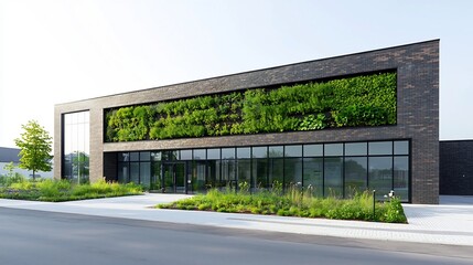 Fototapeta premium Sustainable eco friendly architecture project showcasing innovative green building materials and construction solutions for energy efficient and environmentally friendly development