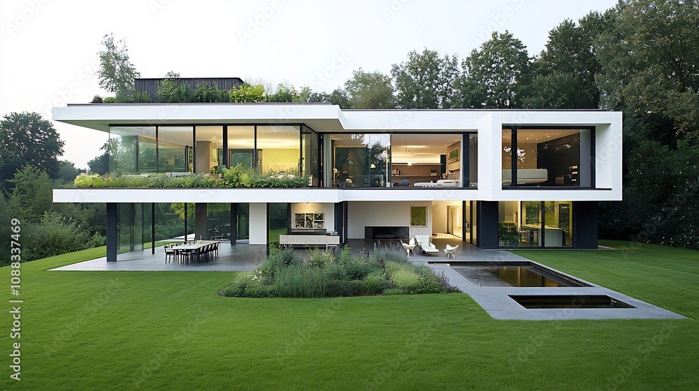 Aufkleber Sustainable and environmentally friendly architectural design showcasing modern green building materials and eco conscious design elements for a sustainable urban development project