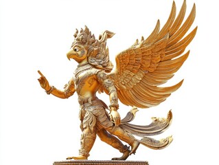 Fototapeta premium Garuda statue isolated on white background.