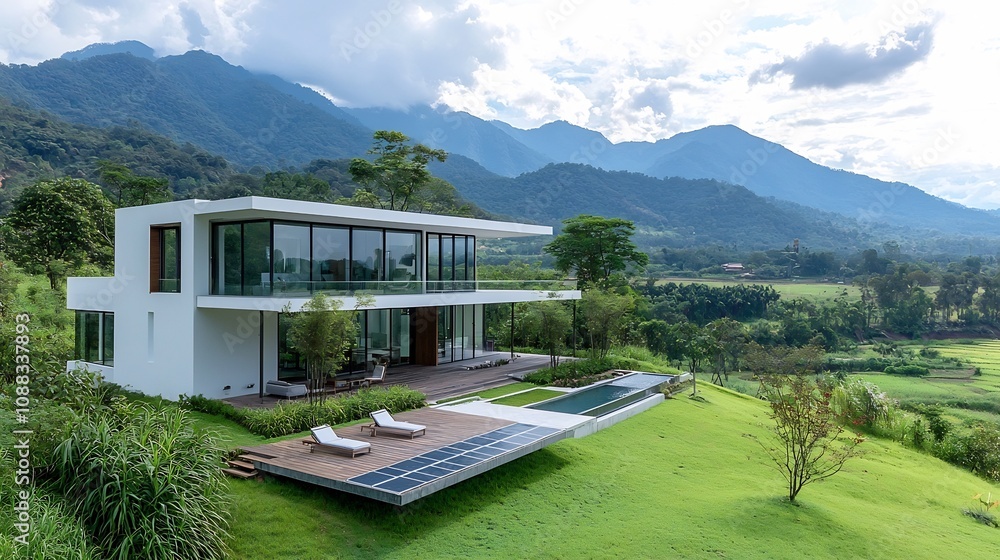 Aufkleber sustainable architectural project showcasing the use of advanced green building materials and techno