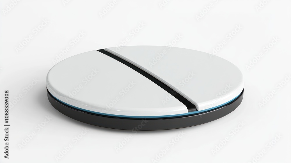 Poster a sleek, round device designed for modern technology or smart home applications.