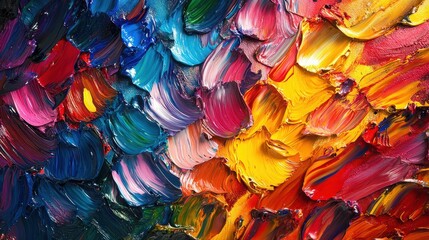 Vibrant Abstract Oil Painting with Bold Brushstrokes and Rich Colors Creating a Dynamic and Expressive Artistic Texture