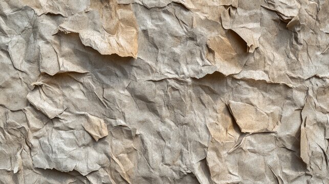 Wrinkled light gray recycled cardboard texture featuring a seamless pattern, showcasing natural imperfections and a width of 20cm for versatile use.