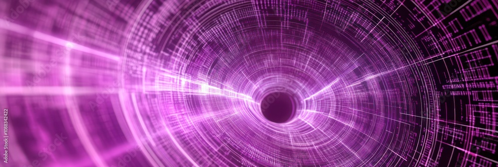 Aufkleber abstract representation of a digital vortex with purple hues and intricate patterns.