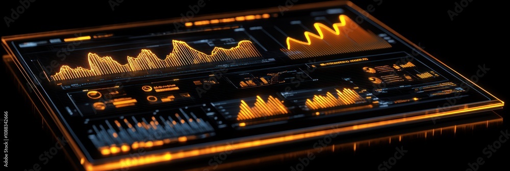 Aufkleber A futuristic interface displaying audio waveforms and data analytics.