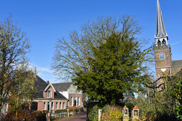 Broek in Waterland, Netherlands. February 2023. The wooden facades and old houses in Broek in Waterland, Holland.