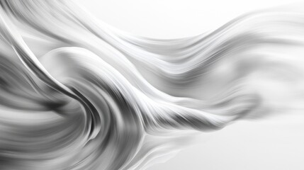 Obraz premium Dynamic abstract artwork in soft white and gray hues showcasing fluid brush strokes that create a sense of motion and depth, evoking tranquility and elegance.