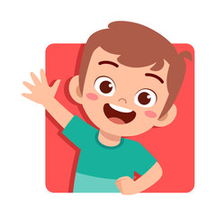 kid happy smile greet and waving hand