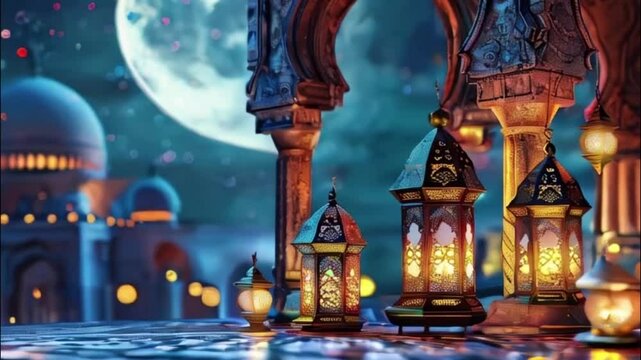 Beautiful greeting card with holiday composition for celebrate Ramadan