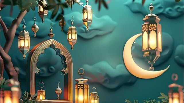 Beautiful greeting card with holiday composition for celebrate Ramadan