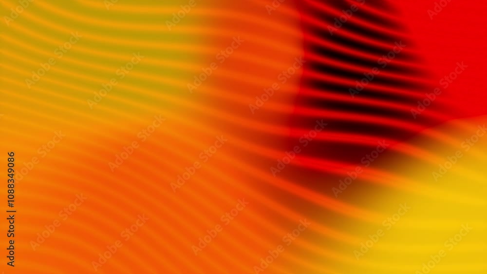 Poster a yellow and red wave pattern. the yellow is on the left and the red is on the right