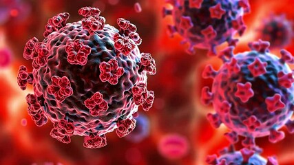 HPV virus infecting skin cells, textural focus, initial infection stage, Digital illustration, Bold colors, High contrast