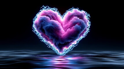 Glowing Heart with Intertwining Sound Waves