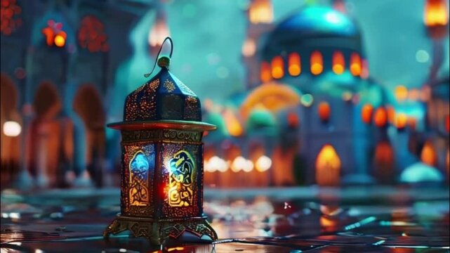 Beautiful greeting card with holiday composition for celebrate Ramadan